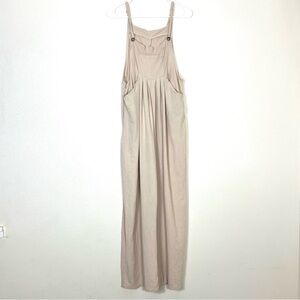 Tan beige wide leg long overalls size large